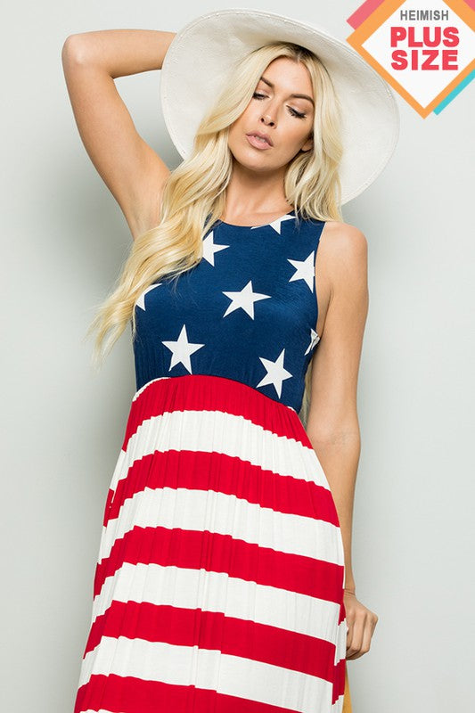 Plus size American flag maxi dress