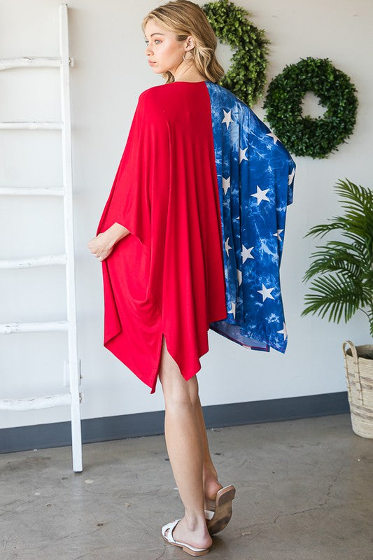 Star and solid 4th of July cardigan