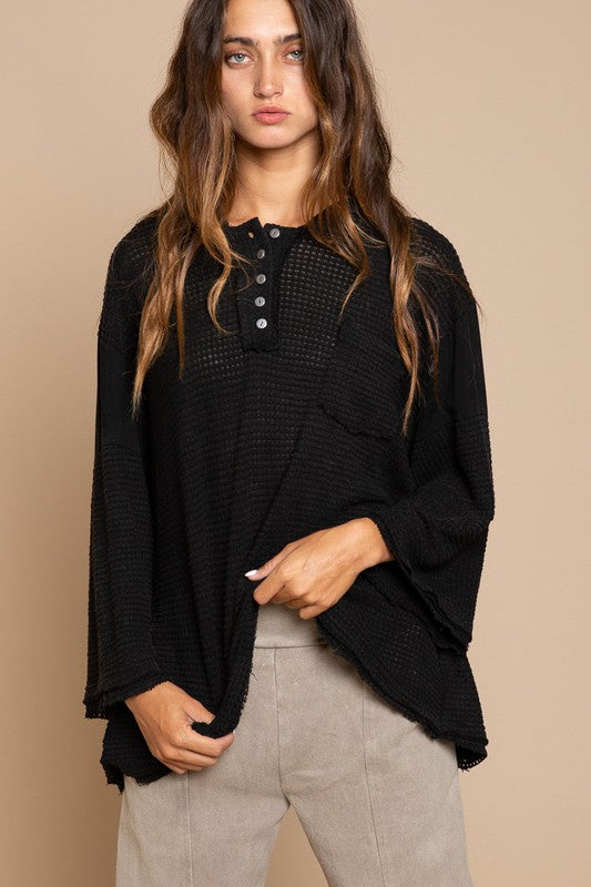 Oversized Hooded Top with Bell Shape Sleeves