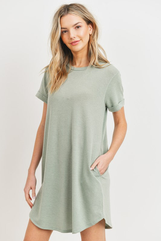 French Terry Pocket T Shirt Dress