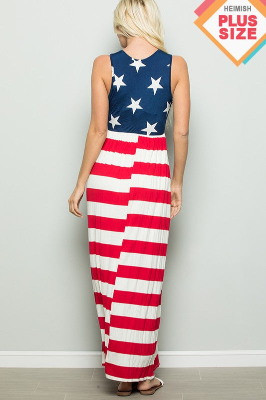 Plus size American flag maxi dress