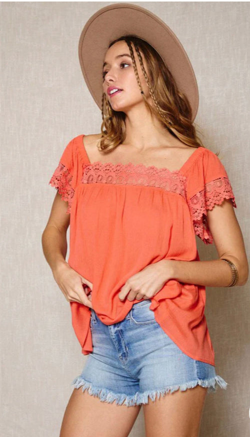 Coral lace top