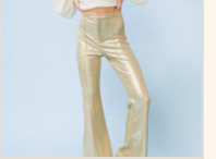 Gold faux leather pants