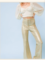 Gold faux leather pants