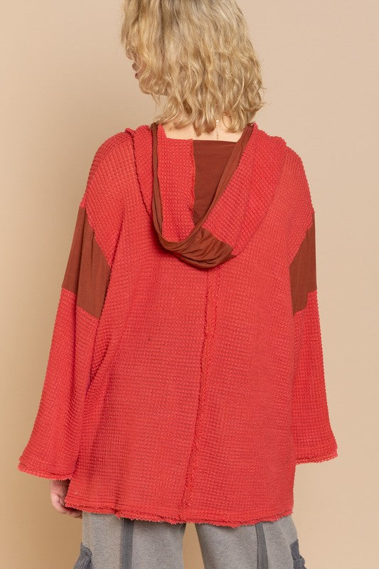 Oversized Hooded Top with Bell Shape Sleeves