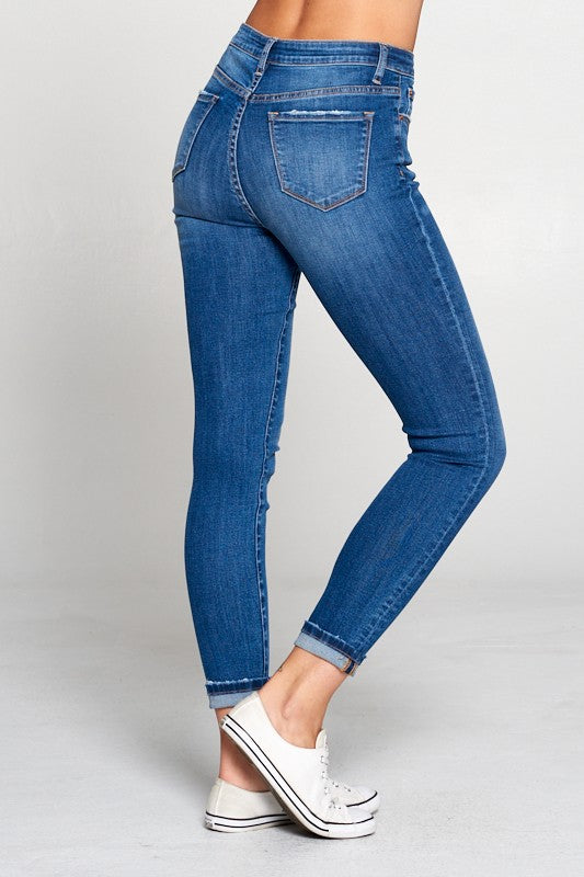 Mid High Rise Skinny Jeans Denim Pants