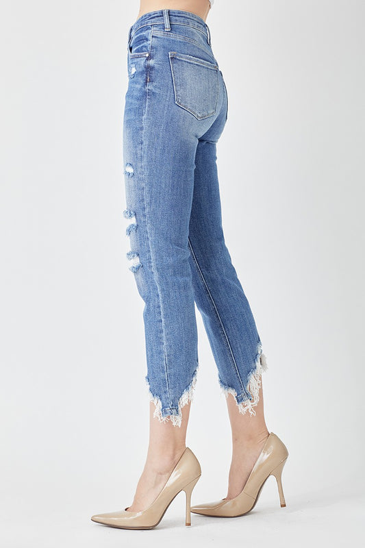 Risen High Rise Relaxed Fit Skinny Crop Jeans