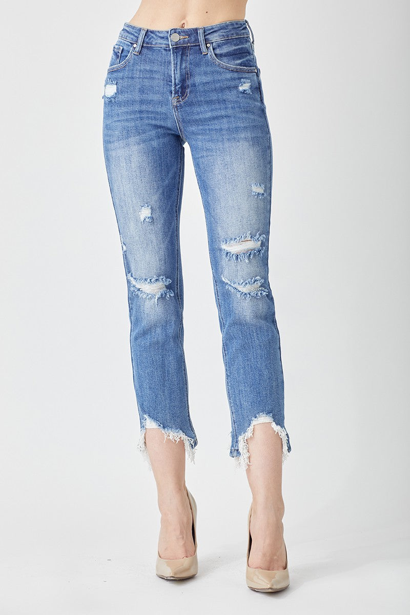 Risen High Rise Relaxed Fit Skinny Crop Jeans