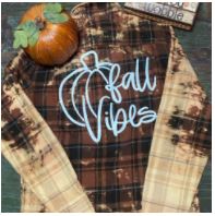 Fall Vibes Bleach-dipped Flannel